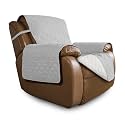 Easy-Going Oversized Recliner Cover Reversible Couch Cover Sofa Cover for Living Room Water Resistant Furniture Protector with Elastic Straps for Pets Dog (Oversized Recliner, Light Gray/Ivory)