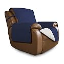 Easy-Going Oversized Recliner Cover Reversible Couch Cover Sofa Cover for Living Room Water Resistant Furniture Protector with Elastic Straps for Pets Dog (Large Recliner 27-29in, Navy/Ivory)