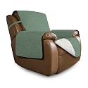 Easy-Going Reversible Couch Cover, Oversized Recliner, Cyan/Ivory