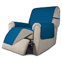 Easy-Going Recliner Chair Slipcover Reversible Sofa Cover Water Resistant Couch Cover Furniture Protector with Elastic Straps for Pets Dog (Recliner 22 inch, Peacock Blue/Beige)