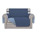 Easy-Going Reversible Chair Cover Washable Sofa Cover for Dogs Water Resistant Couch Slipcover Furniture Protector Cover with Adjustable Straps for Pets (Chair 30 in, Dark Blue/Light Blue)