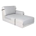 Easy-Going Reversible Chaise Lounge Couch Cover Water Resistant Sofa Cover Sectional L Shaped Sofa Slipcover with Adjustable Straps Furniture Protector for Dogs (115X34 in, Light Gray/Light Gray)