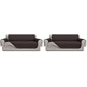 Easy-Going Reversible Couch Cover for 3 Cushion Couch Sofa Cover for Dogs Water Resistant Furniture Protector Cover with Foam Sticks Elastic Straps for Pet Cat (Sofa, Chocolate/Beige) (Pack of 2)