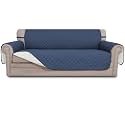 Easy-Going Reversible Couch Cover, 3 Cushion Sofa, Large, Dark Blue/Ivory