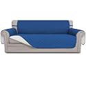 Easy-Going Reversible Couch Cover for 3 Cushion Couch Sofa Cover for Dogs Water Resistant Furniture Protector Cover with Foam Sticks Elastic Straps for Pet Cat (Sofa, Blue/Ivory)