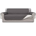 Easy-Going Reversible Couch Cover for 3 Cushion Couch Sofa Cover for Dogs Water Resistant Furniture Protector Cover with Foam Sticks Elastic Straps for Pet Cat (Sofa, Gray/Ivory)