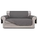 Easy-Going Reversible Loveseat Couch Cover for 2 Cushion Couch Sofa Cover for Dogs Water Resistant Furniture Protector with Foam Sticks Elastic Straps for Pet (Loveseat, Gray/Gray)