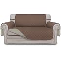 Easy-Going Reversible Loveseat Couch Cover for 2 Cushion Couch Sofa Cover for Dogs Water Resistant Furniture Protector with Foam Sticks Elastic Straps for Pet (Loveseat, Brown/Beige)