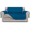 Easy-Going Reversible Couch Cover, 2 Cushion Sofa, Peacockblue/Beige
