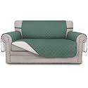 Easy-Going Reversible Loveseat Couch Cover for 2 Cushion Couch Sofa Cover for Dogs Water Resistant Furniture Protector with Foam Sticks Elastic Straps for Pet (Loveseat, Cyan/Ivory)