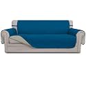 Easy-Going Reversible Couch Cover, 3 Cushion Sofa, Peacockblue/Beige