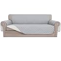 Easy-Going Reversible Oversized Couch Cover for 3 Cushion Couch Sofa Cover for Dogs Water Resistant Furniture Protector Cover with Foam Sticks for Pet (Oversized Sofa, Light Gray/Ivory)