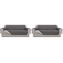 Easy-Going Reversible Oversized Couch Cover for 3 Cushion Couch Sofa Cover for Dogs Water Resistant Furniture Protector Cover with Foam Sticks for Pet (Oversized Sofa, Gray/Light Gray) (Pack of 2)