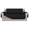 Easy-Going Sofa Slipcover Reversible Loveseat Sofa Cover Couch Cover for 2 Cushion Couch Furniture Protector with Elastic Straps for Pets Kids Dog Cat (Oversized Loveseat, Black/Black)