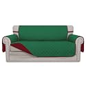 Easy-Going Reversible Couch Cover, 2 Cushion Sofa, Green/Christmas Red