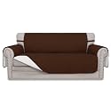 Easy-Going Sofa Slipcover Reversible Loveseat Sofa Cover Couch Cover for 2 Cushion Couch Furniture Protector with Elastic Straps for Pets Kids Dog Cat (Oversized Loveseat, Coffee/Ivory)
