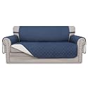Easy-Going Reversible Couch Cover, 2 Cushion Sofa, Dark Blue/Ivory