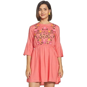EASYBUY Womens Crepe A-Line below The Knee
