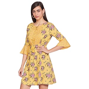 EASYBUY Womens Crepe A-Line below The Knee