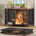 Easycom 41.3''Assembly-Free Dog Crate, Dog Kennel with Tag & Bowls (DC107)