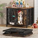 Easycom31.5''Assembly-Free Dog Crate, Dog Kennel with Tag & Bowls (DC107)