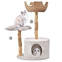 Easyego Modern Cat Tree, 39.9" Aesthetic Wood Cat Tree Tower for Large Cats, Luxury Cat Condo with Scratching Posts and Flower Platforms, Cat Furniture, Bullet Gray