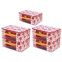 Saree Covers with Zip – 9 Inch, Non-Woven, Flower Design, Wardrobe Organizer, Clothes Storage Bag with Transparent Window, Saree Bags for Storage, Pack of 1, Pink
