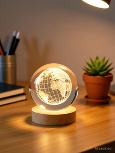 easymart galaxy crystal ball night light24 inch glass ball night lamp with woodern base table lamp