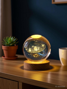 easymart galaxy crystal ball night light24 inch glass with woodern base table lamp