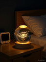 Easymart Galaxy Crystal Ball Night Light,2.4 inch Glass Ball Night Lamp with Woodern Base Table Lamp