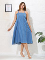 EASYMOM Women Fit and Flare Blue Ankle
