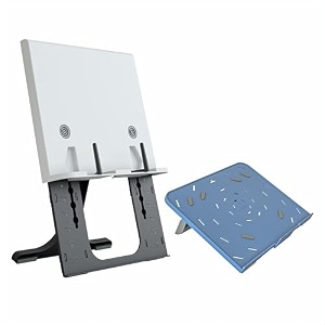 easyread plus book stand for table amp laptop stand combo adjustable book holder with 6 height levels foldable ergonomic laptop stand for hands-free reading study amp work setup