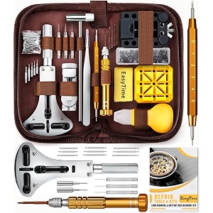 easytime professional watch repair kit watch band tool link pin remover set including watch back case opener spring bar and operation manual suitable for battery replacement and strap adjustment
