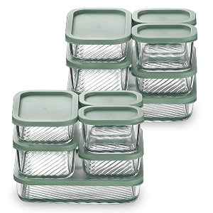 eatex 12 pack glass meal prep containers 12 airtight stackable glass storage containers with lids microwave dishwasher freezer amp oven safe bpa free perfect for lunch pantry and kitchen sage