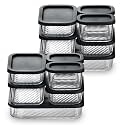 EATEX 12 Pack Glass Meal Prep Containers with Grooved Base, 12 Stackable BPA Free Glass Storage Containers with Lids for Lunch, Pantry, and Kitchen - Microwave, Dishwasher Freezer &amp; Oven Safe - Black