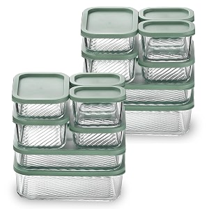 eatex 14 pack glass meal prep containers 14 airtight stackable glass storage containers with lids microwave dishwasher freezer amp oven safe bpa free perfect for lunch pantry and kitchen sage