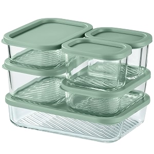 eatex 6 pack glass meal prep containers 6 airtight stackable glass storage containers with lids microwave dishwasher freezer amp oven safe bpa free perfect for lunch pantry and kitchen sage