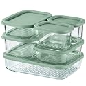 EATEX 6 Pack Glass Meal Prep Containers, 6 Airtight Stackable Glass Storage Containers with Lids, Microwave, Dishwasher Freezer &amp; Oven Safe, BPA Free, Perfect for Lunch, Pantry, and Kitchen, Sage