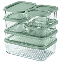 EATEX 7 Pack Glass Meal Prep Containers, 7 Airtight Stackable Glass Storage Containers with Lids, Microwave, Dishwasher Freezer &amp; Oven Safe, BPA Free, Perfect for Lunch, Pantry, and Kitchen, Sage