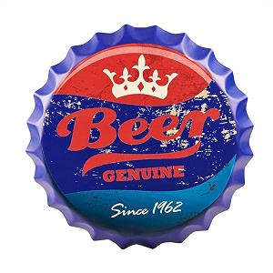 eazywagon decorative metal bottle caps wall sign plates - 14x14 inches  beer genuin  metal sign wall hanging bottle cap for home bar amp cafe decoration  retro amp vintage scratch look wall plaques