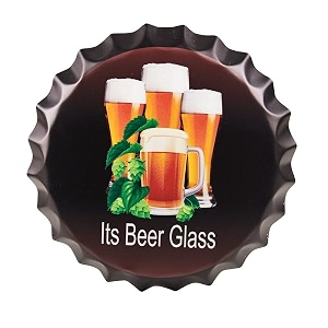 eazywagon decorative metal bottle caps wall sign plates - 14x14 inches  its beer glass  metal sign wall hanging bottle cap for home bar amp cafe decoration  retro amp vintage scratch look wall plaques