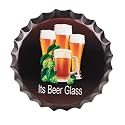 EAZYWAGON Decorative Metal Bottle Caps Wall Sign Plates - 14X14 Inches – Its Beer Glass | Metal Sign Wall Hanging Bottle Cap for Home, Bar &amp; Cafe Decoration | Retro &amp; Vintage Scratch Look Wall Plaques
