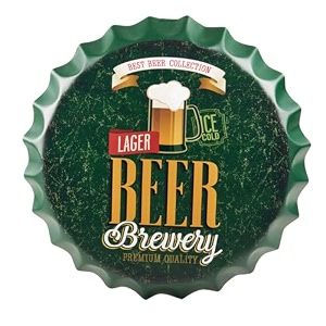eazywagon decorative metal bottle caps wall sign plates - 14x14 inches  beer brewery  metal sign wall hanging bottle cap for home bar amp cafe decoration  retro amp vintage scratch look wall plaques