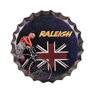 eazywagon decorative metal bottle caps wall sign plates - 14x14 inches  raleigh  metal sign wall hanging bottle cap for home bar amp cafe decoration  retro amp vintage scratch look wall plaques