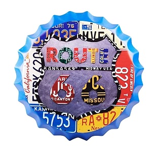 eazywagon decorative metal bottle caps wall sign plates - 14x14 inches  route 66 design metal sign wall hanging bottle cap for home bar amp cafe decoration  retro amp vintage scratch look wall plaques