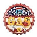EAZYWAGON Decorative Metal Bottle Caps Wall Sign Plates - 14X14 Inches – Route US 66 Gas | Metal Sign Wall Hanging Bottle Cap for Home, Bar &amp; Cafe Decoration |Retro &amp; Vintage Scratch Look Wall Plaques