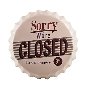 eazywagon decorative metal bottle caps wall sign plates - 14x14 inches  we are closed  metal sign wall hanging bottle cap for home bar amp cafe decoration  retro amp vintage scratch look wall plaques