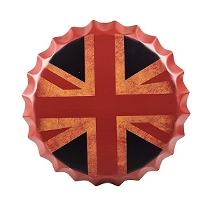 eazywagon decorative metal bottle caps wall sign plates - 14x14 inches  uk flag  metal sign wall hanging bottle cap for home bar amp cafe decoration  retro amp vintage scratch look wall plaques