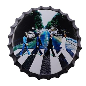 eazy wagon - art home bar wall decor  metal bottle caps wall sign plates for retro amp vintage scratch look gifts  cafe decoration plate - 14 x 14 inches the beat les abby road