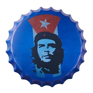 eazy wagon - art home bar wall decor  metal bottle caps wall sign plates for retro amp vintage scratch look gifts  cafe decoration plate - 14 x 14 inches che guev ara blue